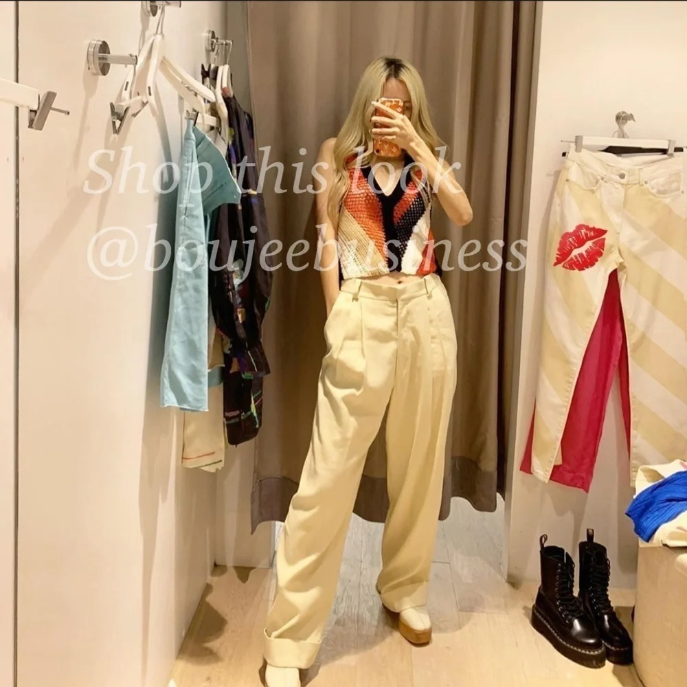 H&M Wide-Leg Twill Pants